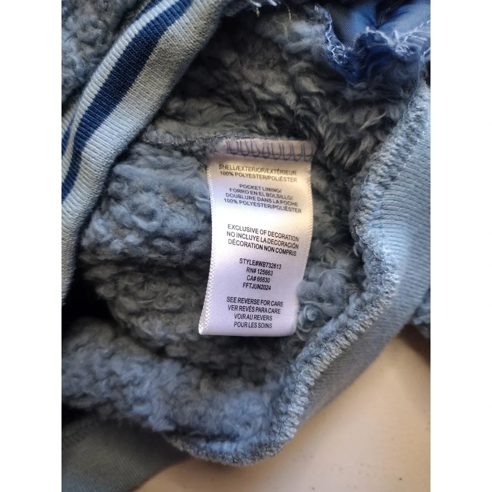 Wippette Boys 4T Blue Sherpa Fleece Full Zip Hooded‎ Jacket Bear Ears Cute